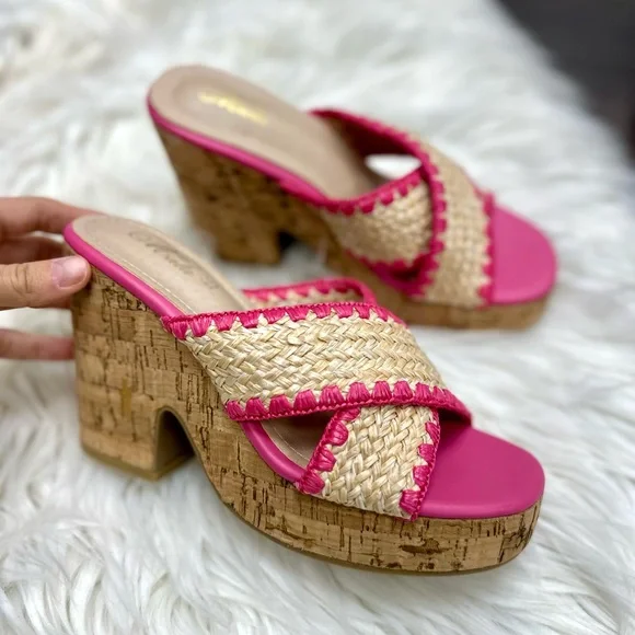 Pink Woven Cork Wedge - Picture 4 of 8